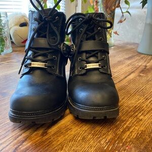 Harley-Davidson The Kelley Harness Riding Boot Black Leather Lace-Up/Zip Boots